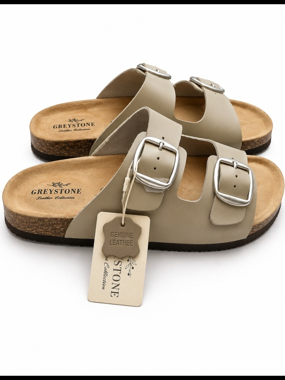 Greystone Double Buckle Sandals in Beige - Picture 2 of 3